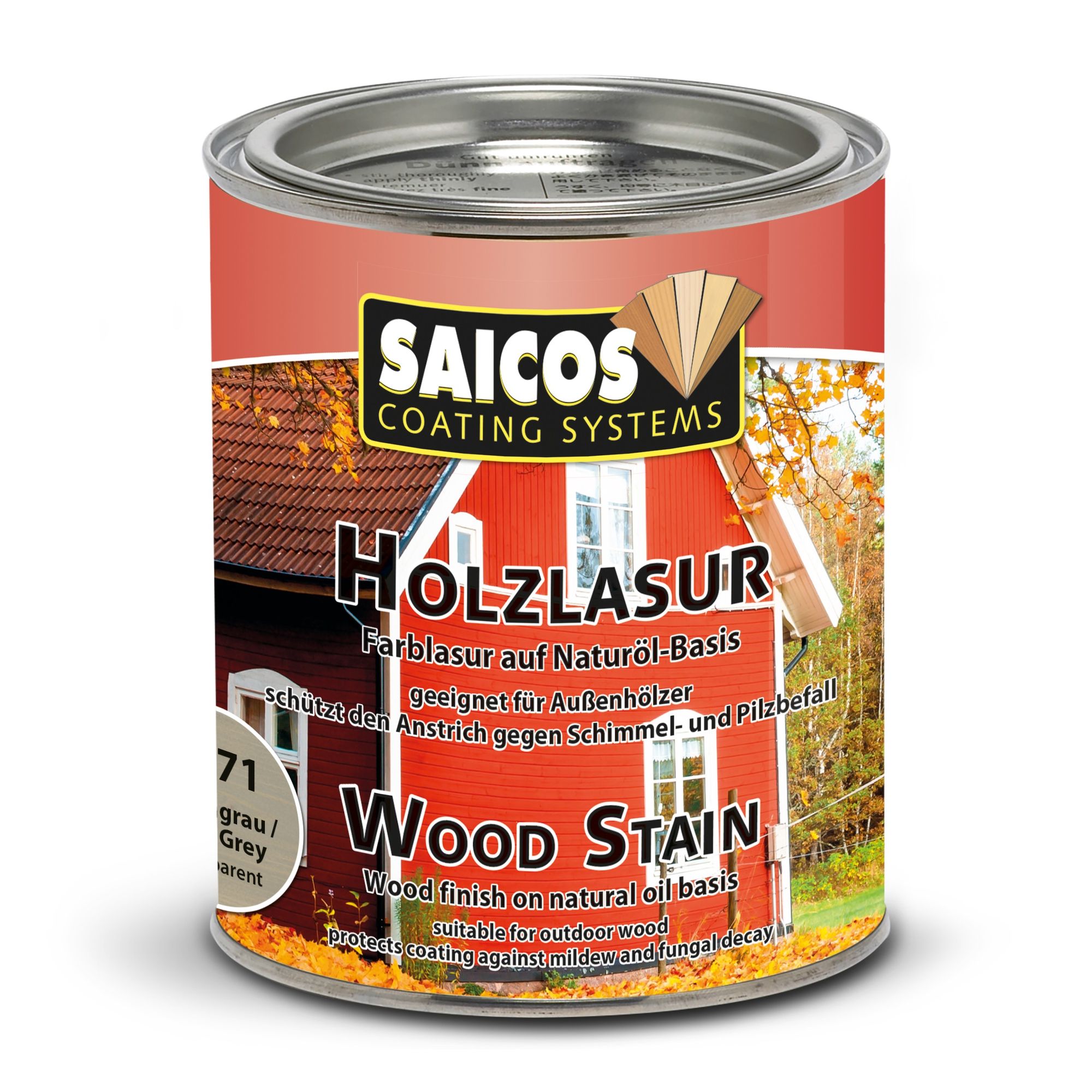 Saicos Holzlasur auf Naturöl-Basis 750ml Holzschutz für den Außenbereich 0071 Felsengrau