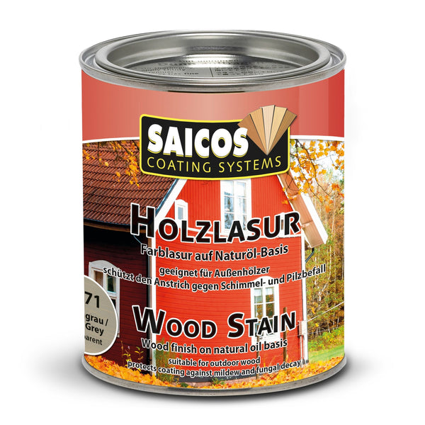 Saicos Holzlasur auf Naturöl-Basis 750ml Holzschutz für den Außenbereich 0071 Felsengrau