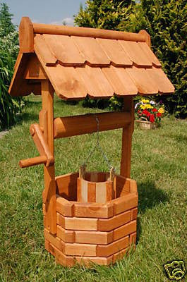 Kleiner Gartenbrunnen · Höhe 75 cm · Deko-Zierbrunnen aus Holz