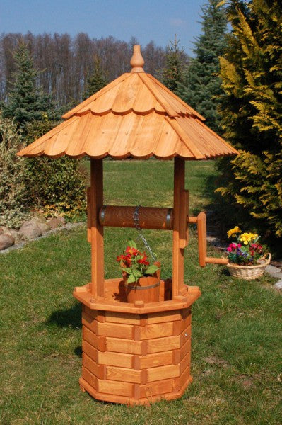 Deko-Zierbrunnen · Höhe 1,20 m · Holzbrunnen für den Garten