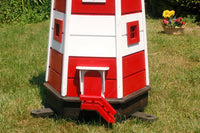 Garten-Leuchtturm rot-weiß - Solar-Beleuchtung - Höhe 1,4m - Ansicht 2