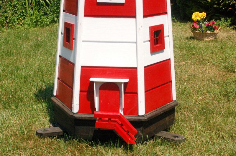 Garten-Leuchtturm rot-weiß - Solar-Beleuchtung - Höhe 1,4m - Ansicht 2
