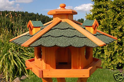 Vogelfutterhäuschen - Holz + farbiges Dach - 48 x 27cm - Ansicht 3