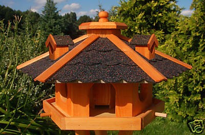 Vogelfutterhäuschen - Holz + farbiges Dach - 48 x 27cm - Ansicht 4