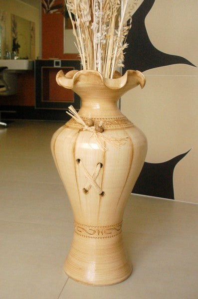 Edle 60 cm Bodenvase beige