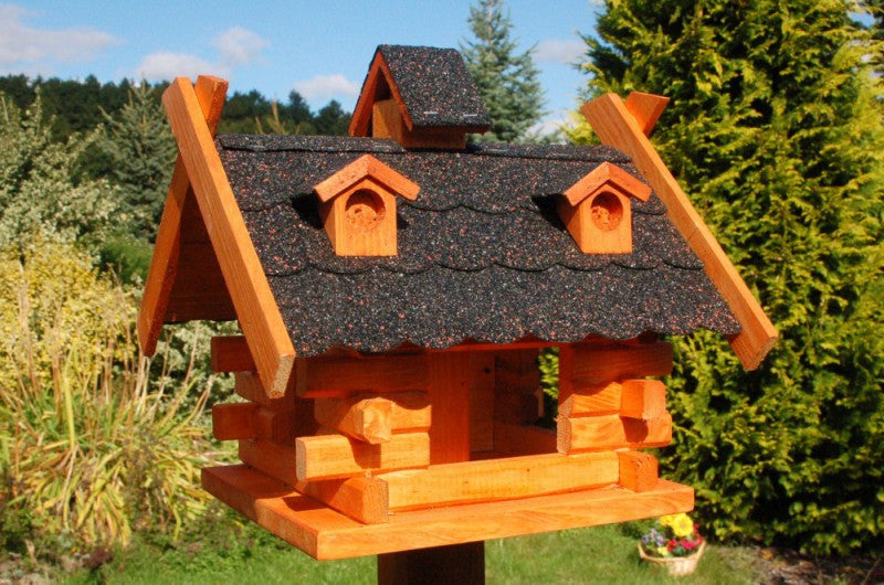 Vogelfutterhaus - Holz + buntes Dach - Größe 36 x 34cm - Ansicht 5