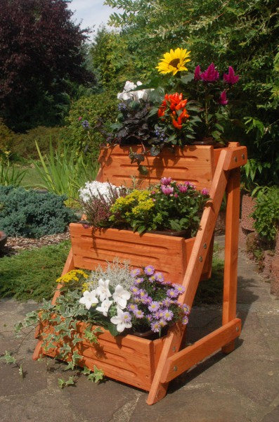 Blumentreppe, Blumenleiter, Pflanztreppe, Pflanzleiter Breite aus Holz, vollständig behandelt in braun