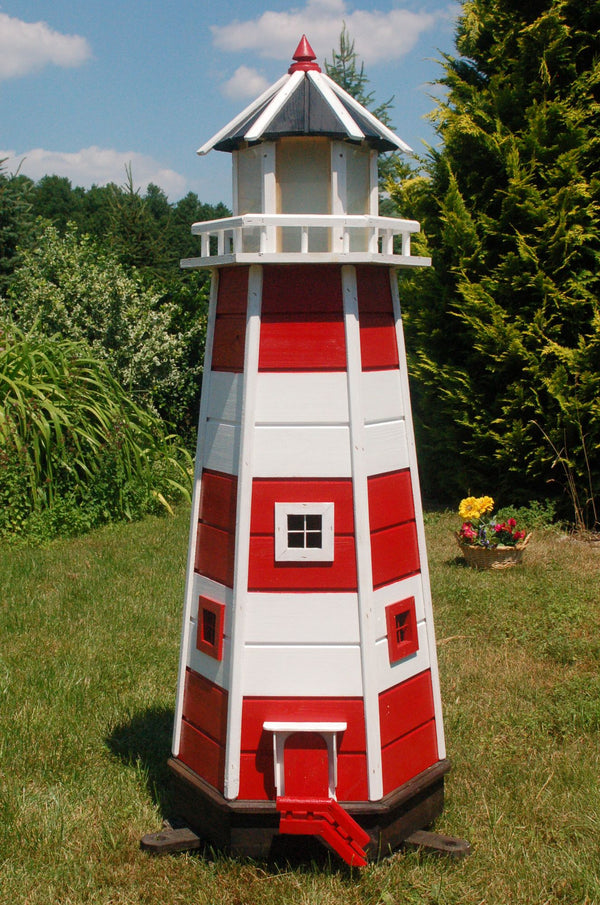 Garten-Leuchtturm aus Holz • Solar-Beleuchtung • Höhe 1,4m