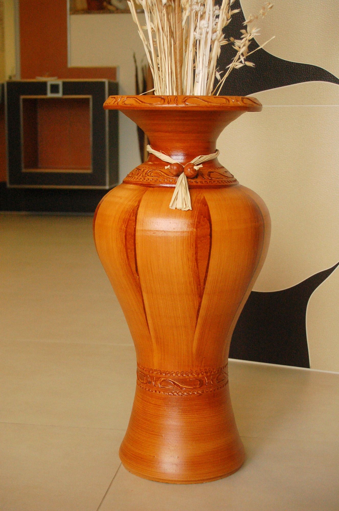 Edle Bodenvase, Amphore, Vase, braun, 60 cm, aus Portugal