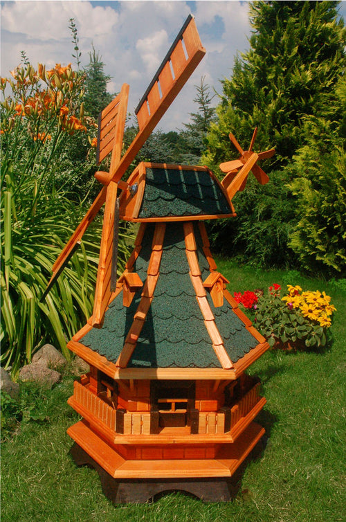 Deko-Windmühle grün mit Solar Beleuchtung – Höhe 1 Meter