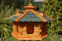 Vogelhäuschen, Vogelhaus mit Bitumschindeln, behandelt, Futtervogelhaus verschiedene Dachfarben mit Solarbeleuchtung - Ansicht 2