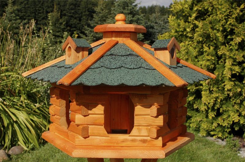 F Großes Vogelfutterhaus - Holz & Dach mit Bitumenschindeln gedeckt - 58 x 35 cm - Ansicht 4
