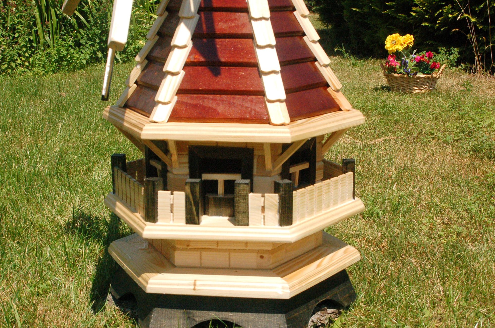 Kleine Windmühle verschiedene Hölzer – Höhe 1 Meter - Ansicht 2