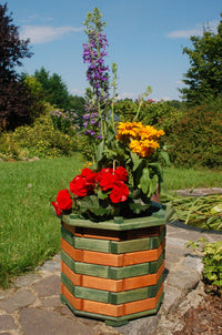 Pflanzkasten, Blumenkasten, Blumenkübel rund aus massivem Holz, für den Garten - Ansicht 3