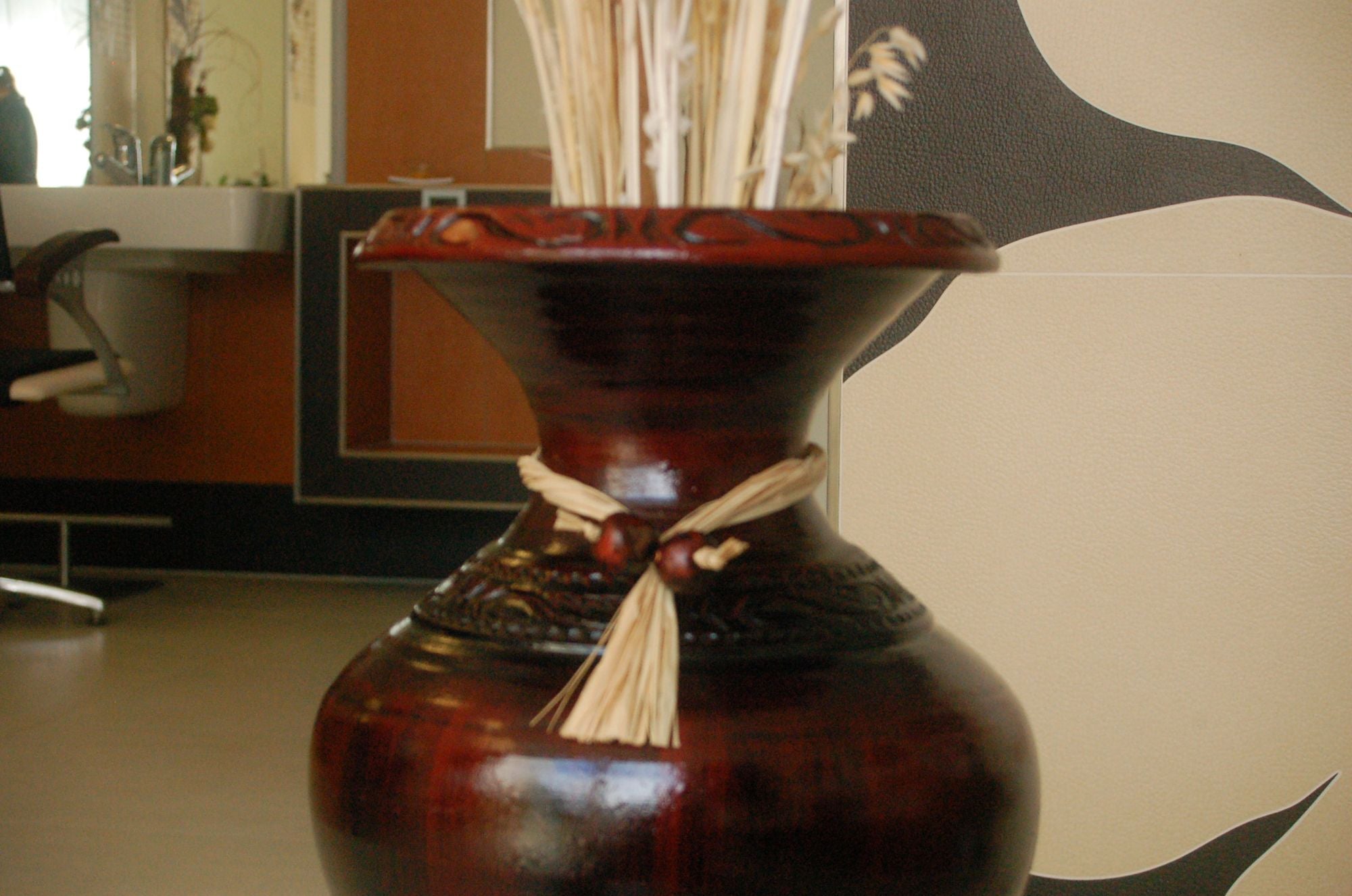 Edle Bodenvase, Amphore, Vase, bordeaux, 60 cm, aus Tonkeramik - Ansicht 2