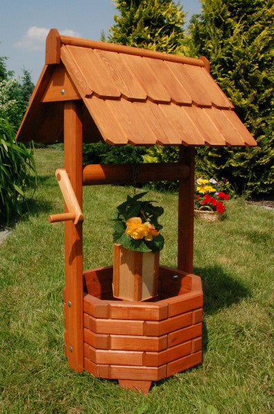 Zierbrunnen aus Holz · Höhe 100 cm · Deko-Brunnen für Terrasse, Balkon und Garten