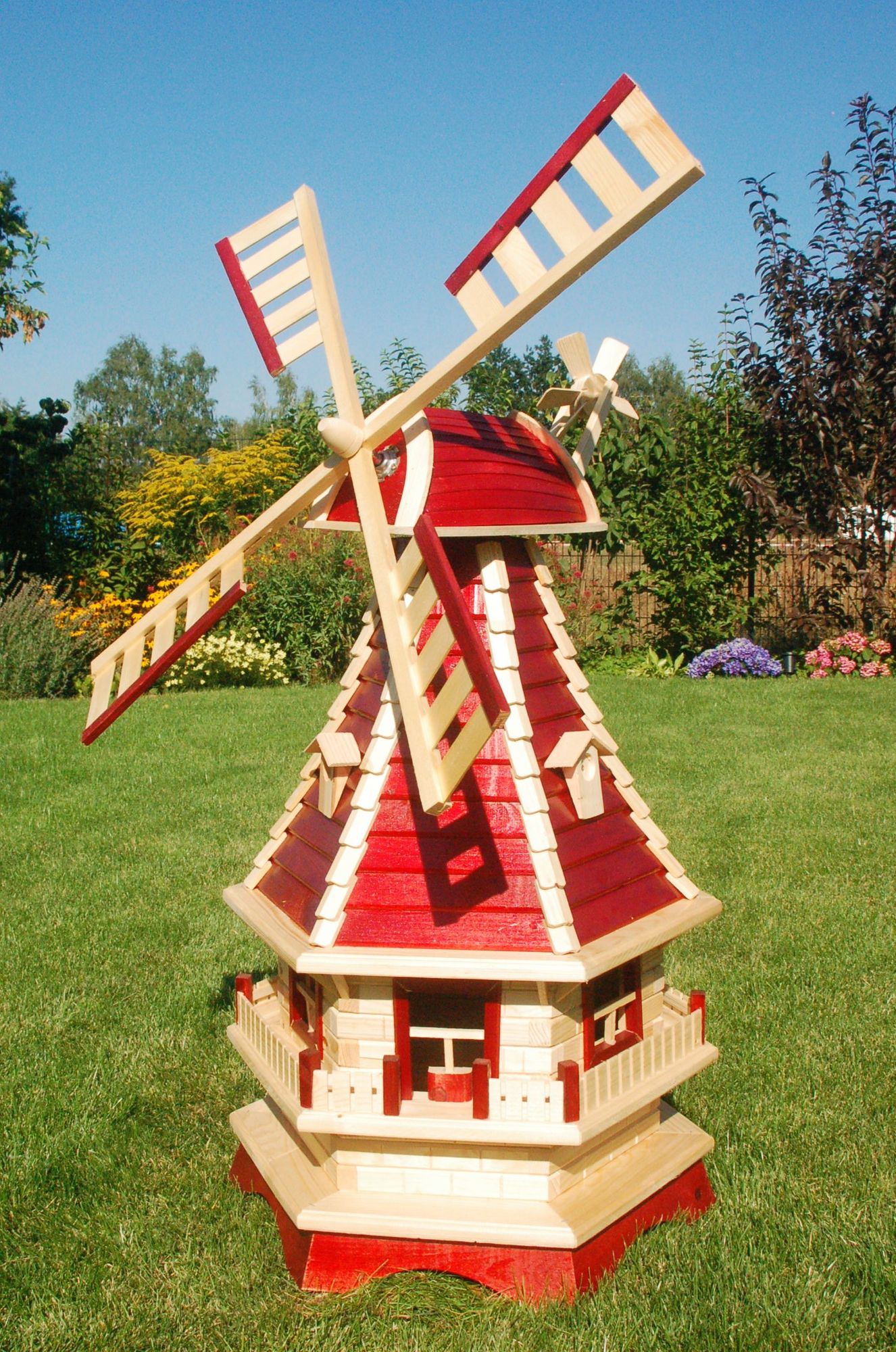 Garten-Windmühle mit Lamellendach – Höhe 1,3 m - Ansicht 2