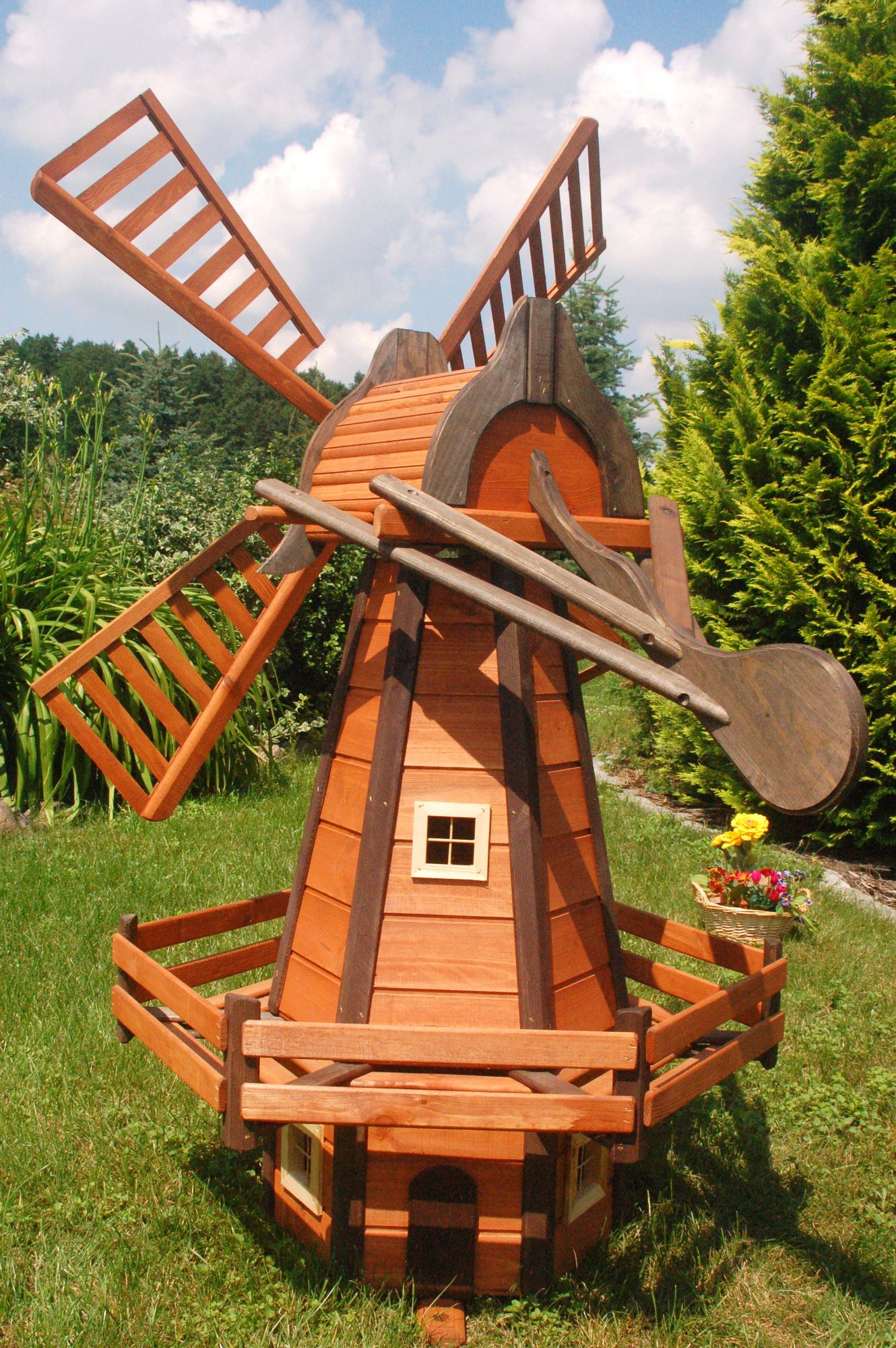 Garten-Windmühle aus Holz – Höhe 1,65 Meter - Ansicht 2