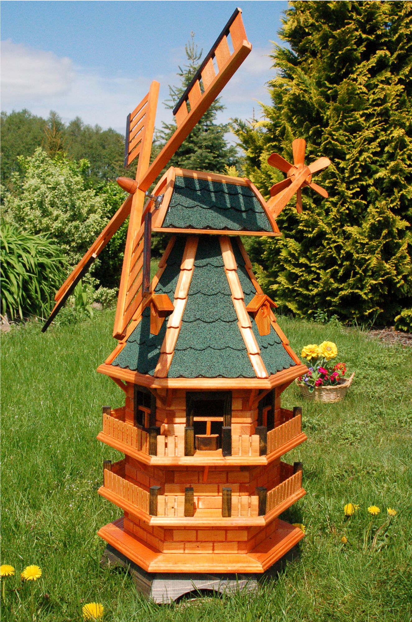 Norddeutsche Windmühle mit Solarbeleuchtung | Höhe 1,4m 3-stöckig