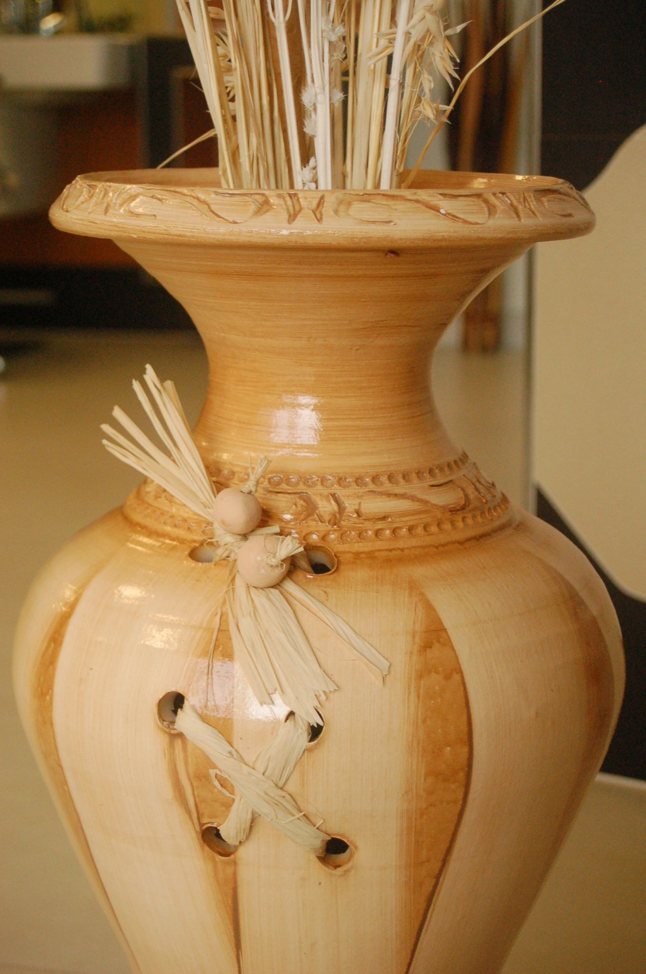 Edle Bodenvase, Amphore, Vase, beige, 60 cm, Tonkeramik, aus Portugal - Ansicht 2
