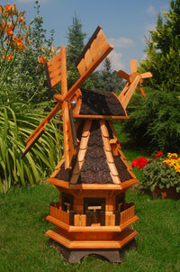 Windmühle norddeutscher Art von 80-130 cm Höhe und in verschiedenen Farben, Solarbeleuchtung optional