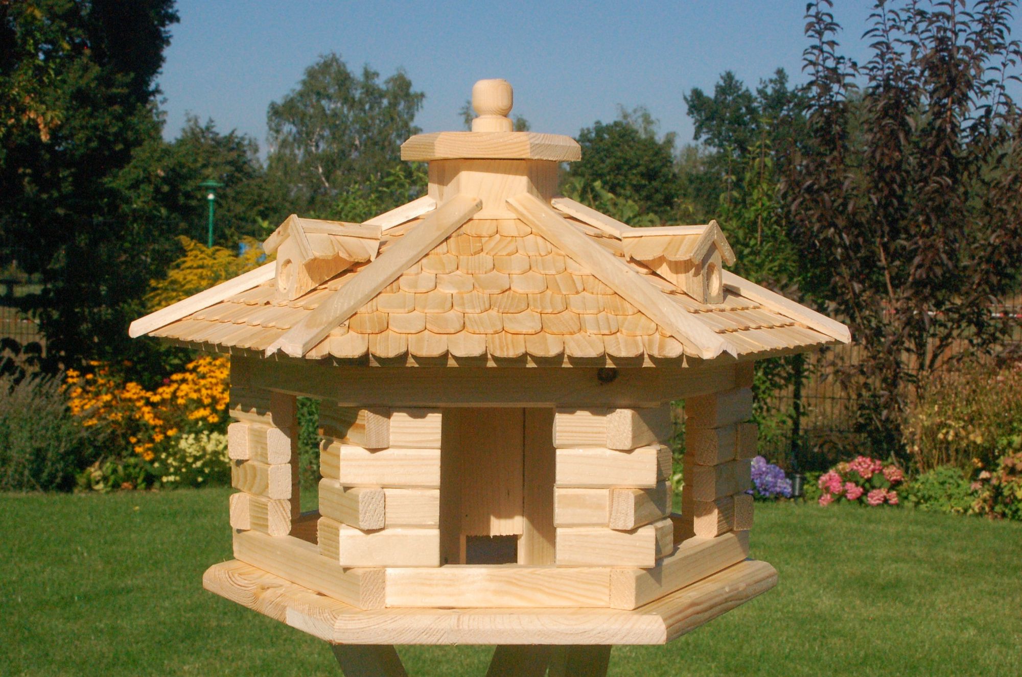 XXL Vogelhaus Vogelhäusschen Futterhaus, verschiedene Farben, Holzschindeldach natur V16 - Ansicht 4