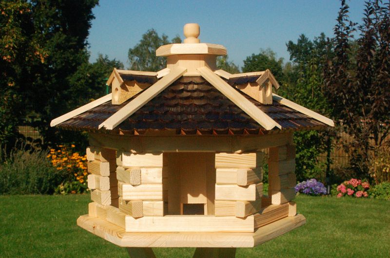 G Vogelfutterhaus XXL - Naturholz & Schindeldach - 58 x 35 cm - Ansicht 2