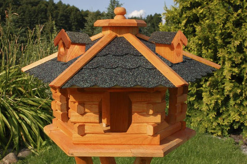 D Futterhäuschen aus Holz - Holz + buntes Dach - 48 x 30 cm - Ansicht 2