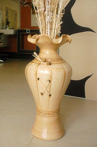 Edle Bodenvase, Amphore, Vase, beige, 60 cm, Tonkeramik