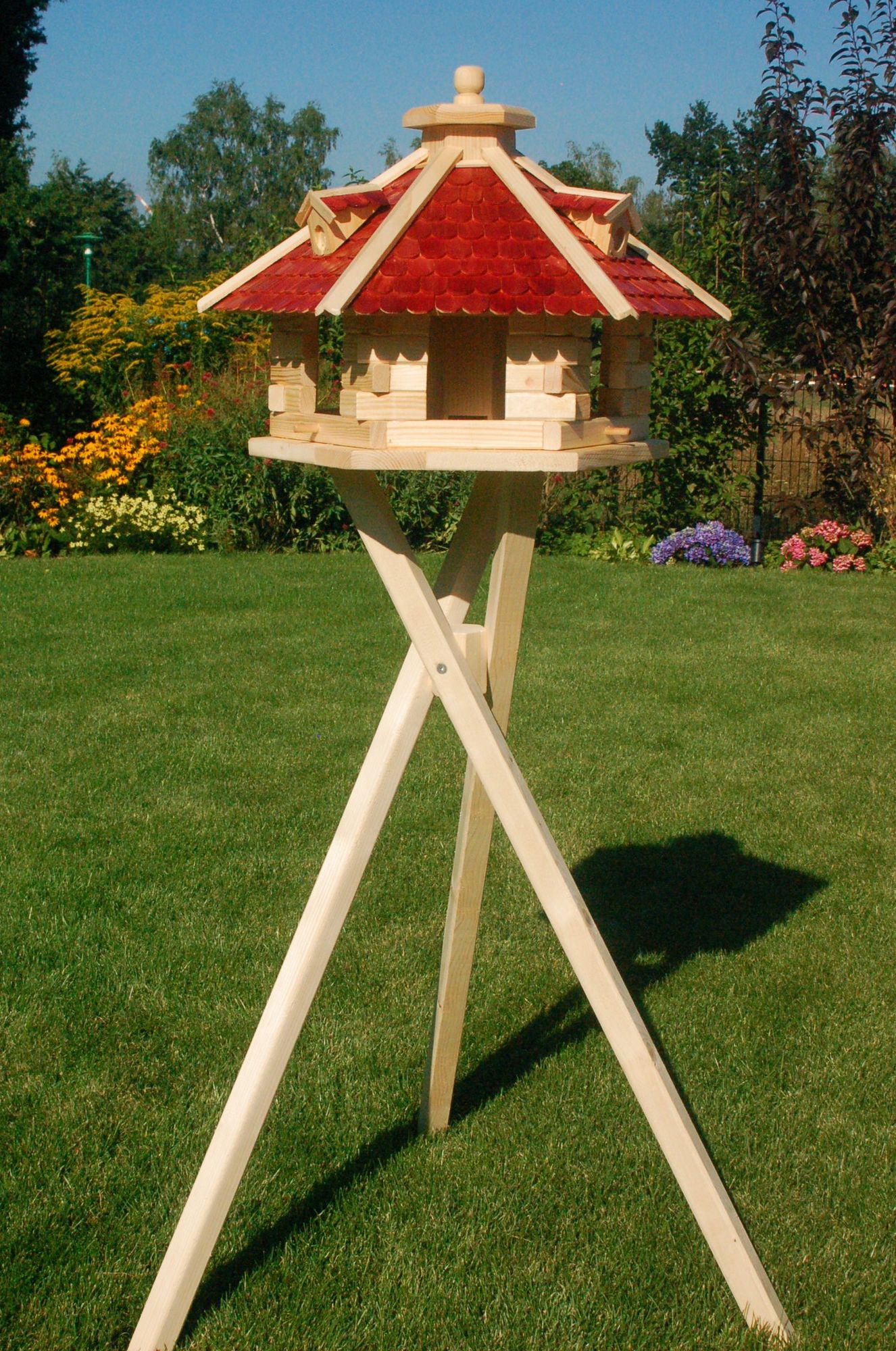 Vogelhaus Vogelhäusschen Futterhaus, verschiedene Farben, Holzschindeldach natur V18 - Ansicht 5