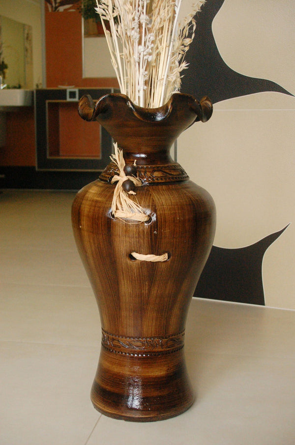 Edle Bodenvase, Amphore, Vase, kastanie, 60 cm, Tonkeramik, aus Portugal