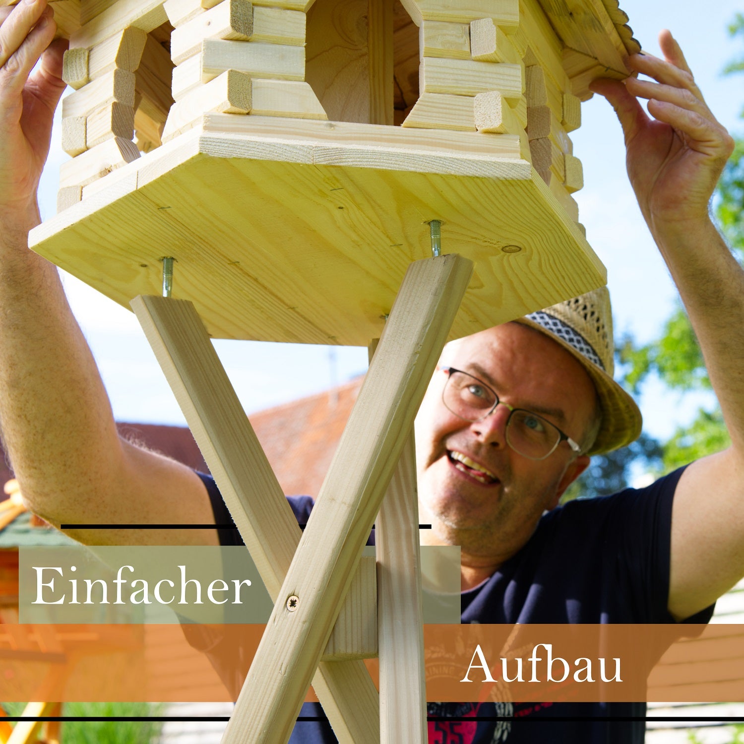 Vogelhaus Vogelhäusschen Futterhaus, verschiedene Farben, Holzschindeldach natur V16 - Ansicht 8