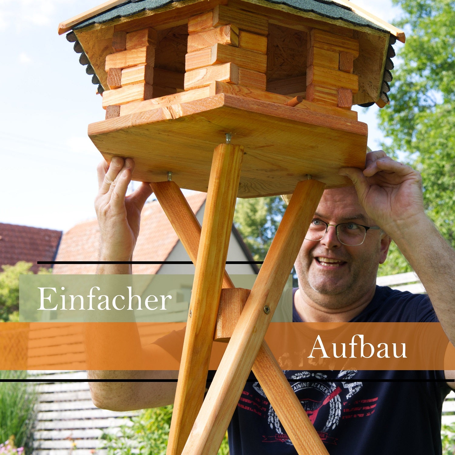 I Futterstation - Holz & farbiges Dach - 55 x 37 cm - Ansicht 8
