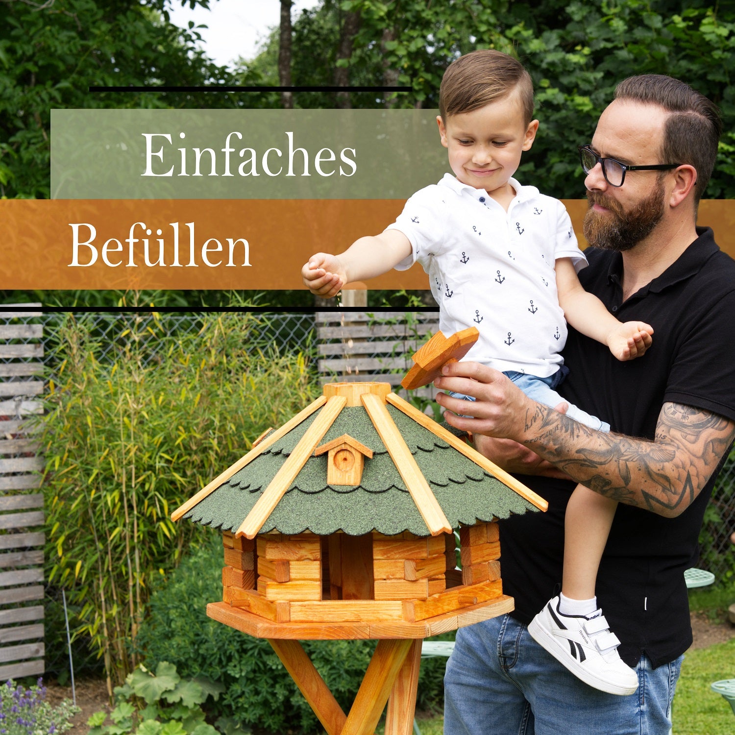 I Futterstation - Holz & farbiges Dach - 55 x 37 cm - Ansicht 9