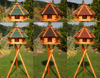 Riesiges XXL Vogelhaus, Futterhaus 67 x 45 cm imprägniert, Bitumschindeldach verschiedene Farben wählbar, mit oder ohne Vogelhausständer, V18