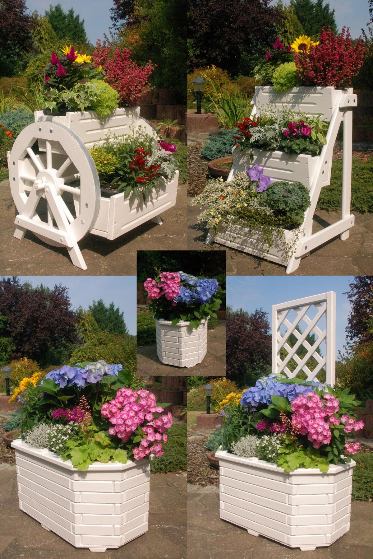 Blumentreppe, Blumenleiter, Pflanztreppe, Pflanzleiter aus Holz, in Weiß, versch.Modelle