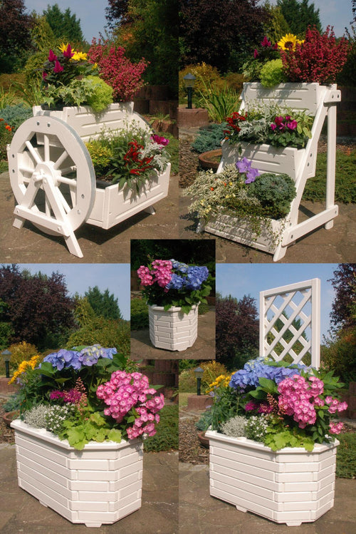 Blumentreppe, Blumenleiter, Pflanztreppe, Pflanzleiter aus Holz, in Weiß, versch.Modelle