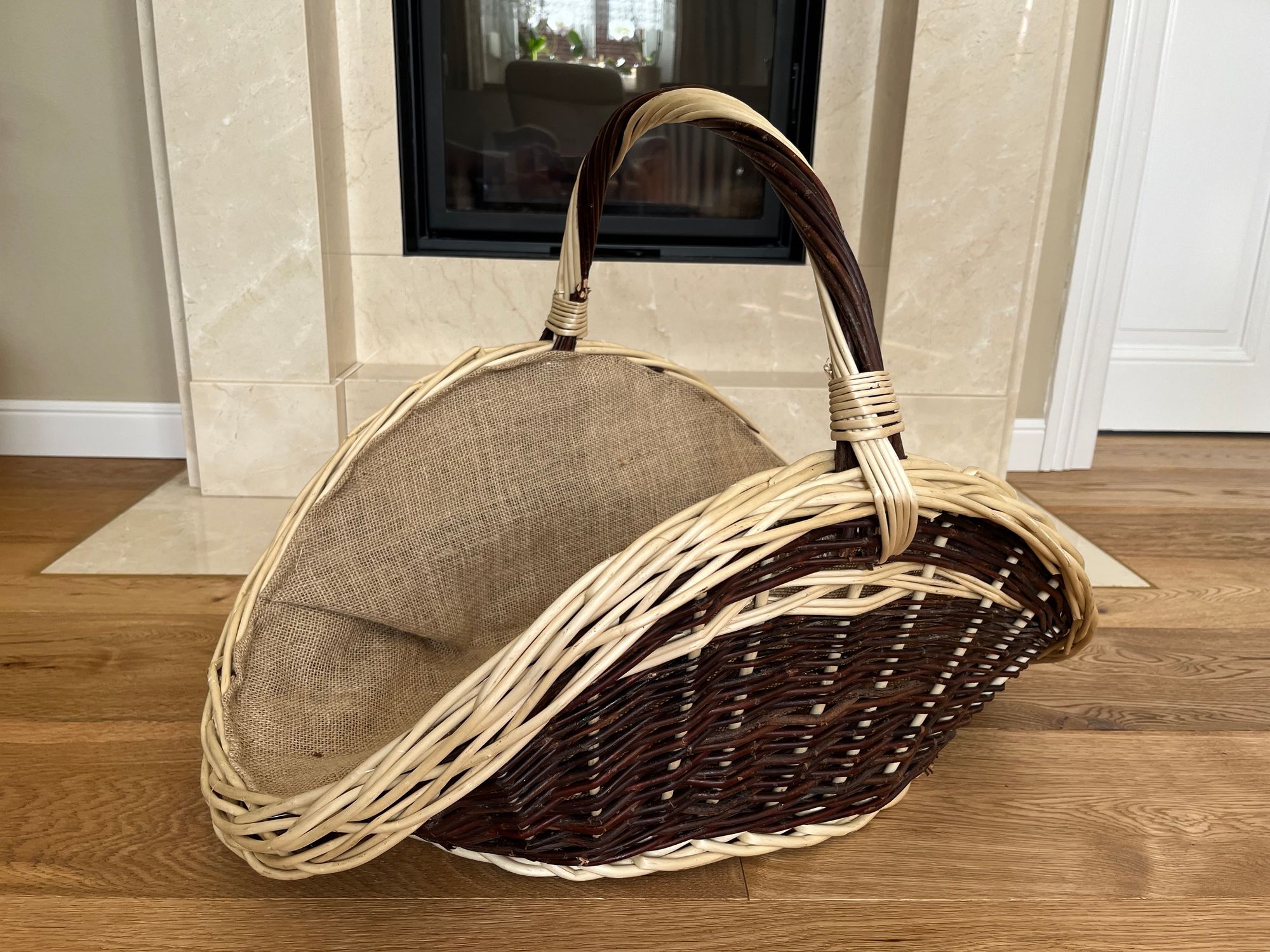 Kaminkorb, Kaminholzkorb Nr.1 mit Jute
