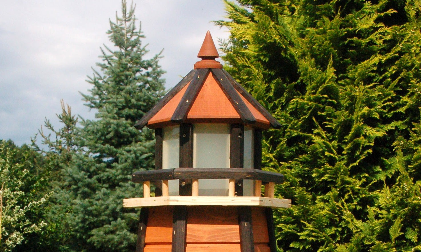 Garten-Leuchtturm - Höhe 1,10 m - braun - Solarbeleuchtung - Ansicht 2