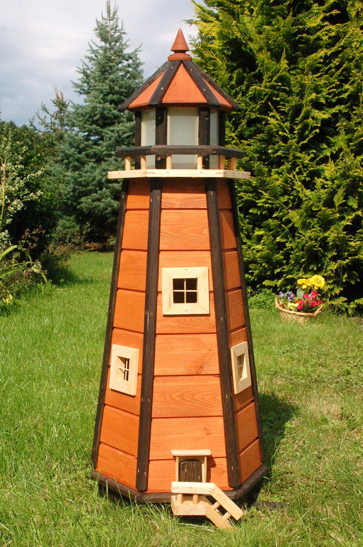Garten-Leuchtturm - Höhe 1,10 m - braun - Solarbeleuchtung