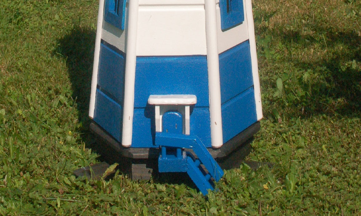 Garten-Leuchtturm - Höhe 1,10 m - blau/weiß - 230 V Netzanschluss bunt - Ansicht 3