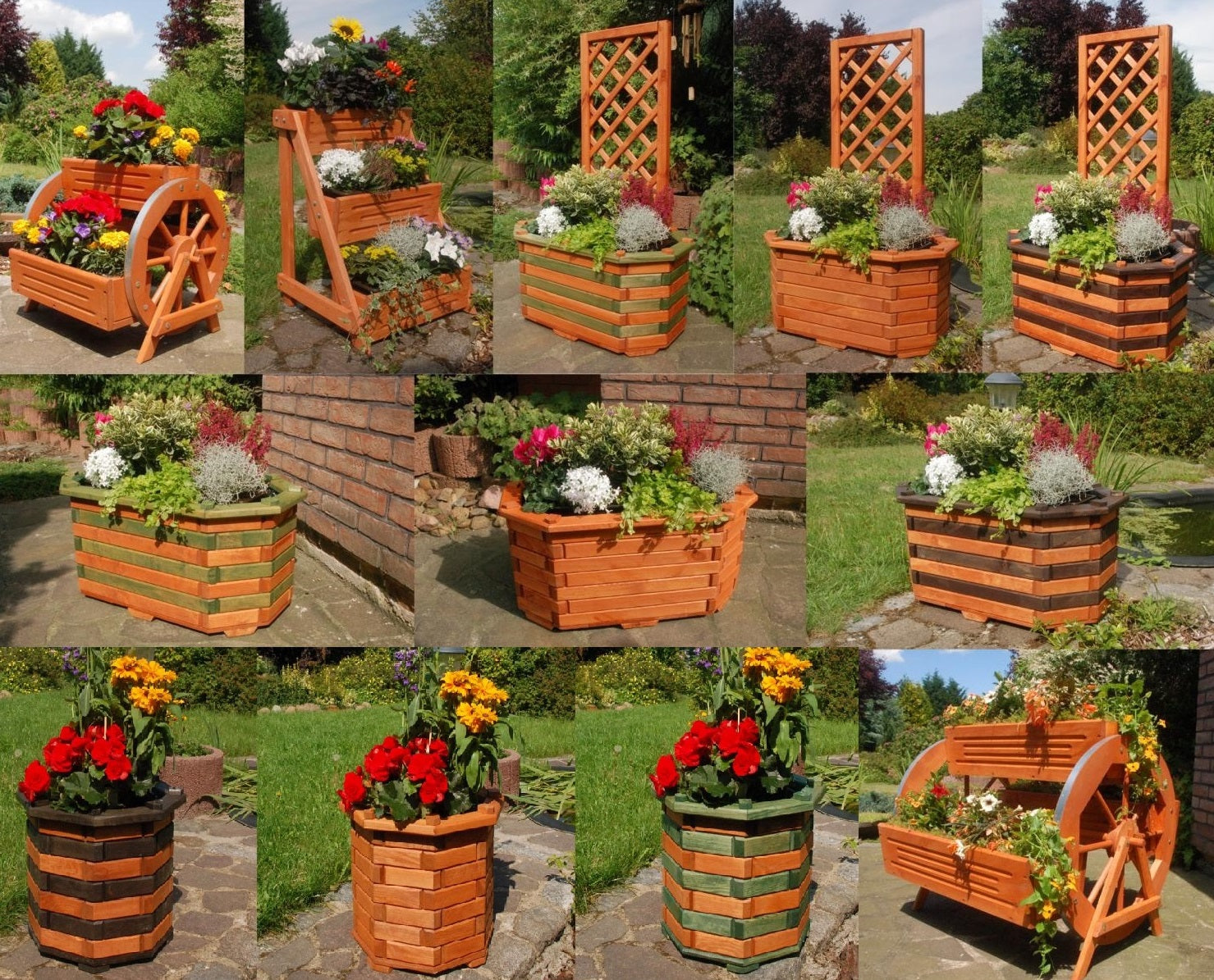 Blumentreppe, Blumenleiter, Pflanztreppe, Pflanzleiter aus Holz, vollständig behandelt versch. Farben und Modelle