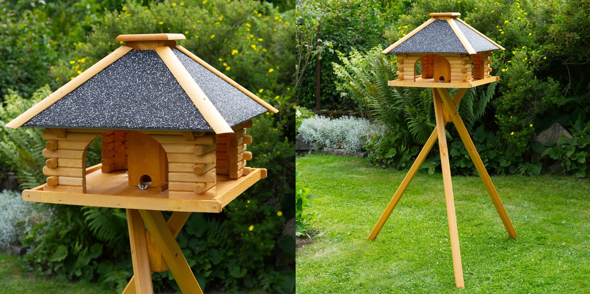 stabiles Futterhaus, Vogelhaus, imprägn.,Strukturputz, Ständer u. Solar wählbar - Ansicht 3