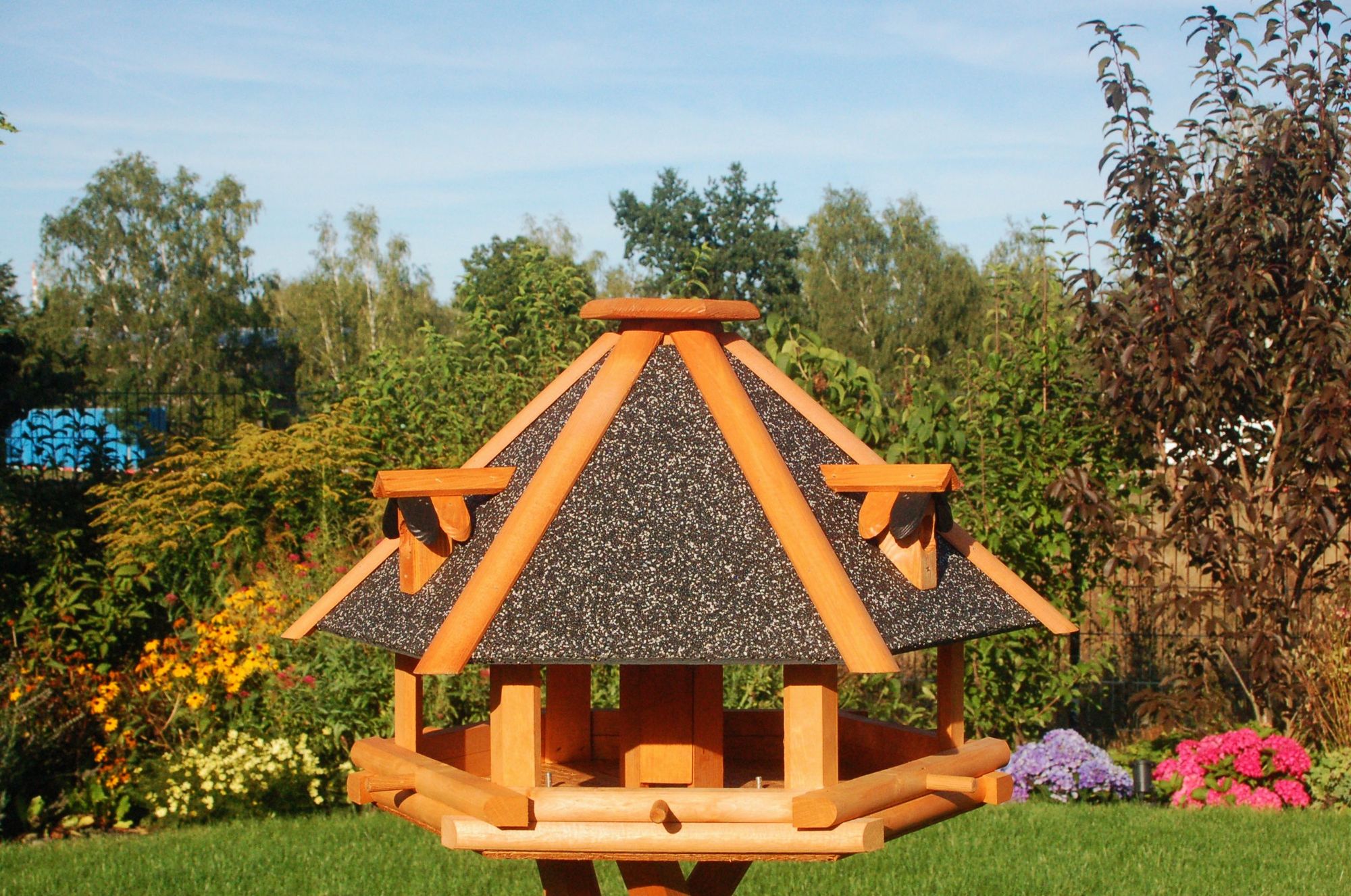 XL - XXL Luxus Vogelhaus, wahlw. mit Solar / Ständer, absoluter Blickfang, Vogelfutterhaus aus Holz, V13 - Ansicht 14
