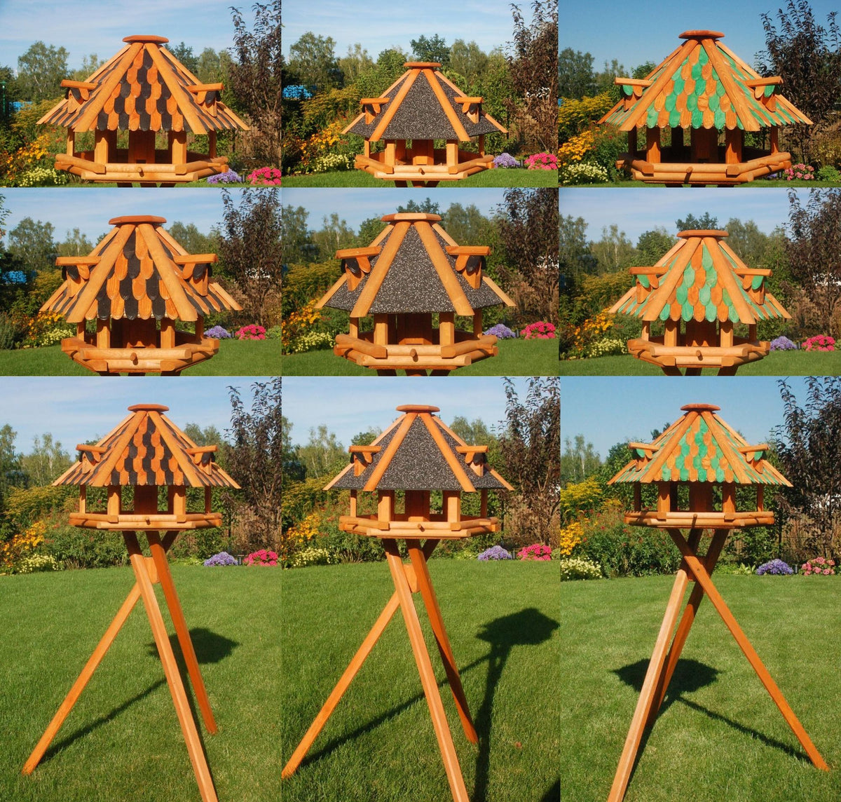 XL - XXL Luxus Vogelhaus, wahlw. mit Solar / Ständer, absoluter Blickfang, Vogelfutterhaus aus Holz, V13
