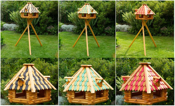XXL Luxus Vogelhaus mit Solarbeleuchtung absoluter Blickfang, Vogelfutterhaus aus Holz, V13 XXL mit Ständer
