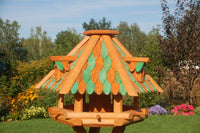 XL Luxus Vogelhaus, wahlw. mit Solar / Ständer, grün braune Holzschindeln, Holz, V13 - Ansicht 3