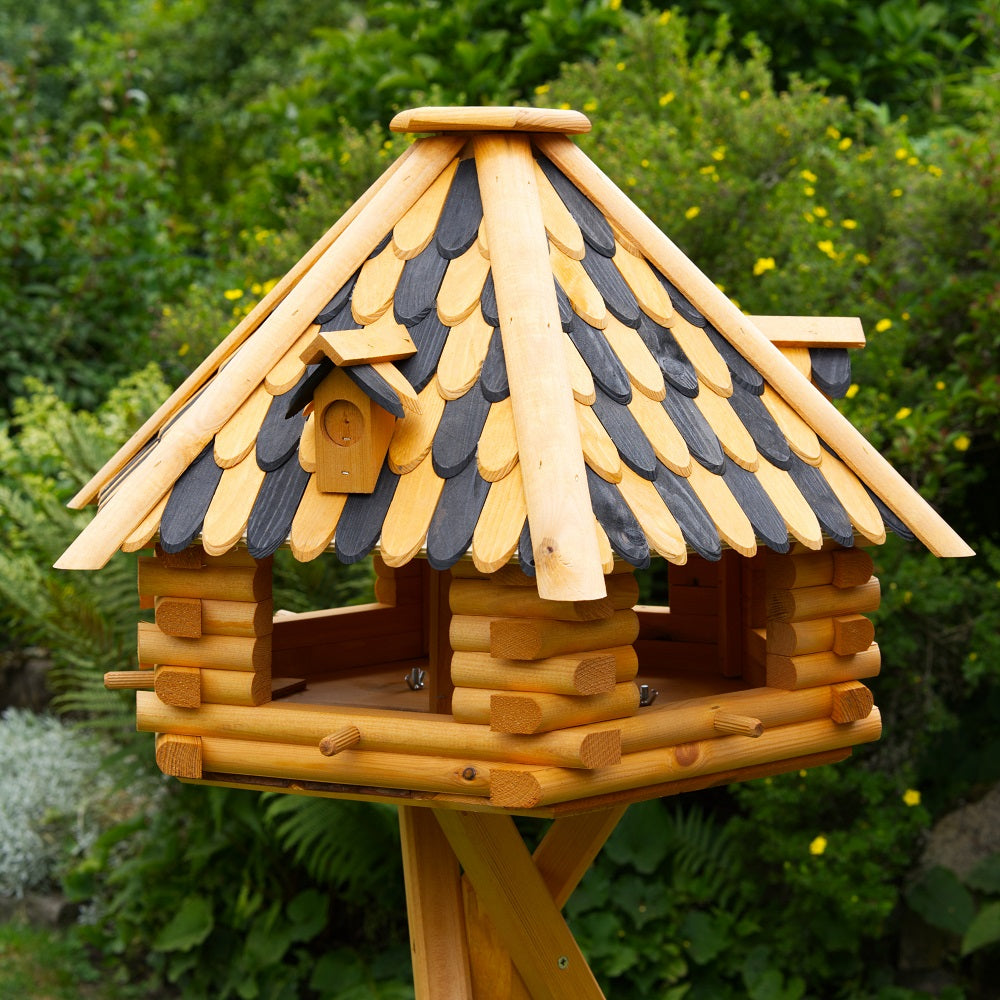 XXL Luxus Vogelhaus absoluter Blickfang, Vogelfutterhaus aus Holz, V13b XXL mit Ständer - Ansicht 2