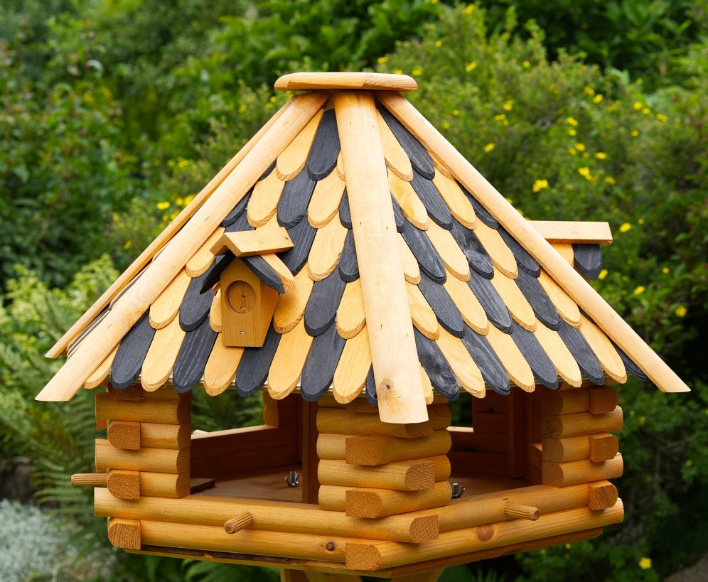 XXL Luxus Vogelhaus mit Solarbeleuchtung absoluter Blickfang, Vogelfutterhaus aus Holz, V13 XXL mit Ständer - Ansicht 6