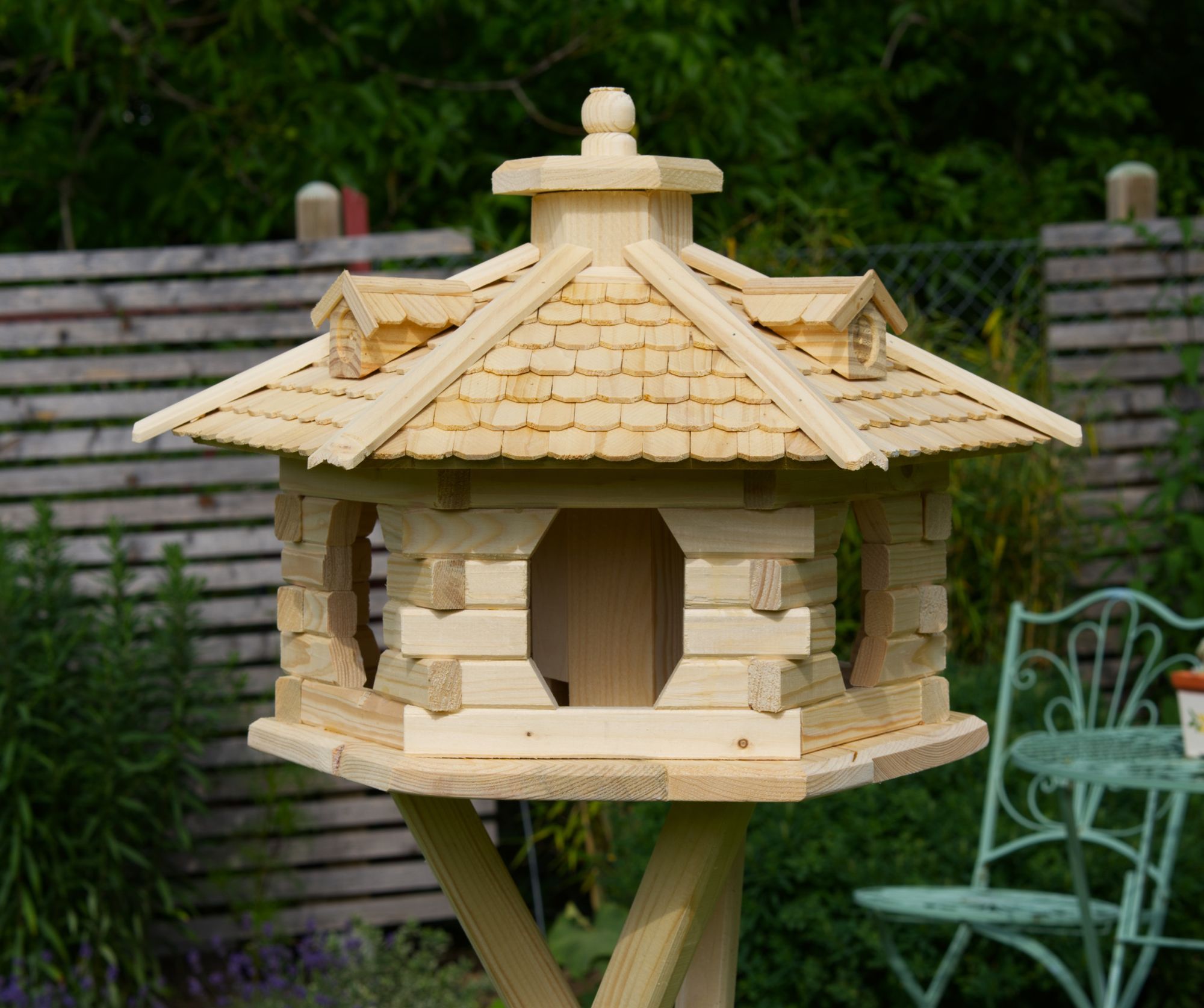 Vogelhaus Vogelhäusschen Futterhaus, verschiedene Farben, Holzschindeldach natur V16 - Ansicht 7